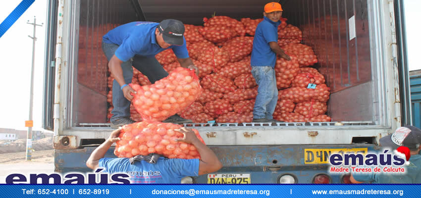 Emaús Madre teresa de Calcuta Donación cebollas